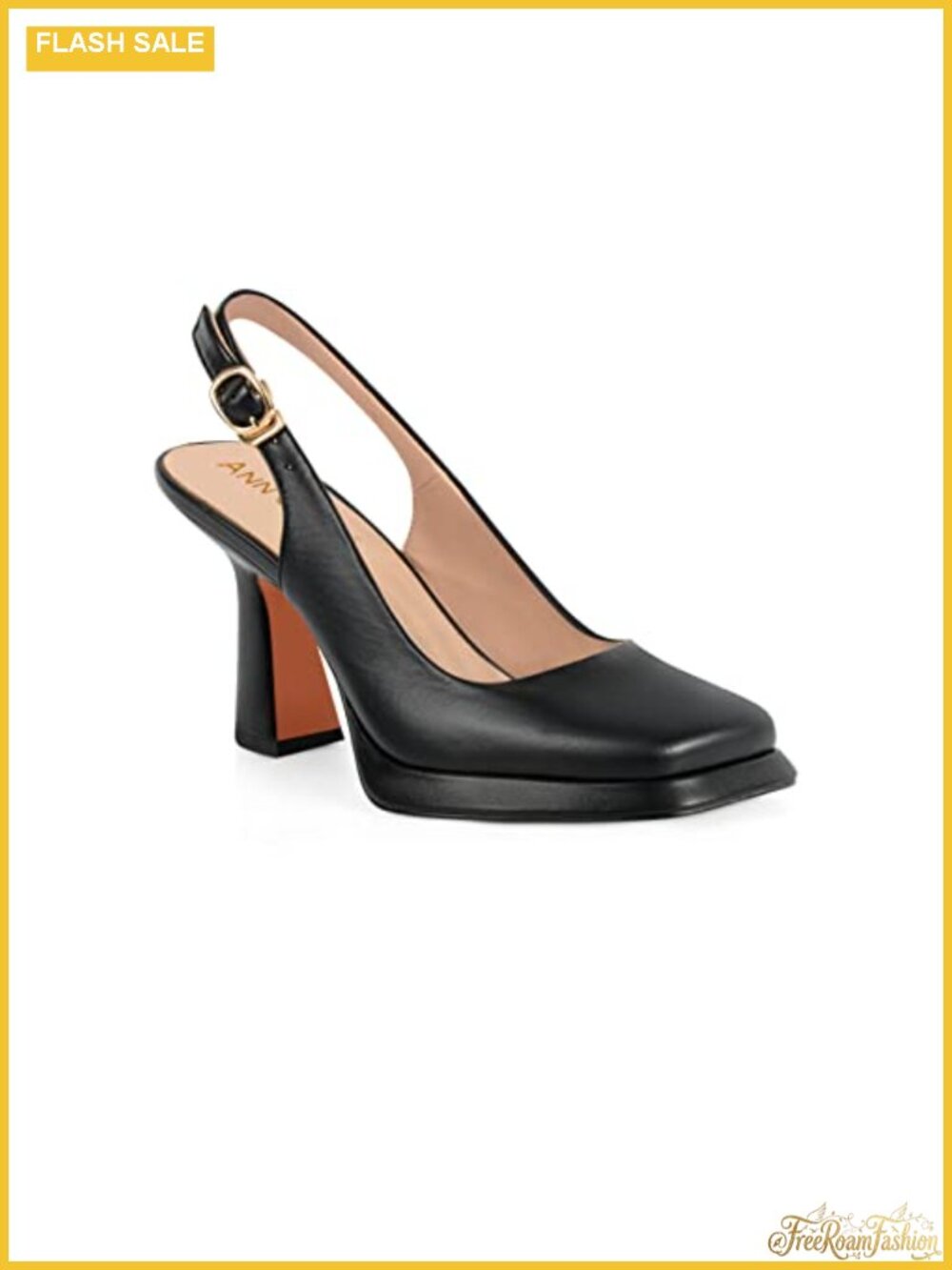 Platform Slingback High Heels Square Toe Pump Shoes